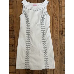 Women's Lilly Pulitzer White Silver Trim Sheath Dress, Size 0 (B11)